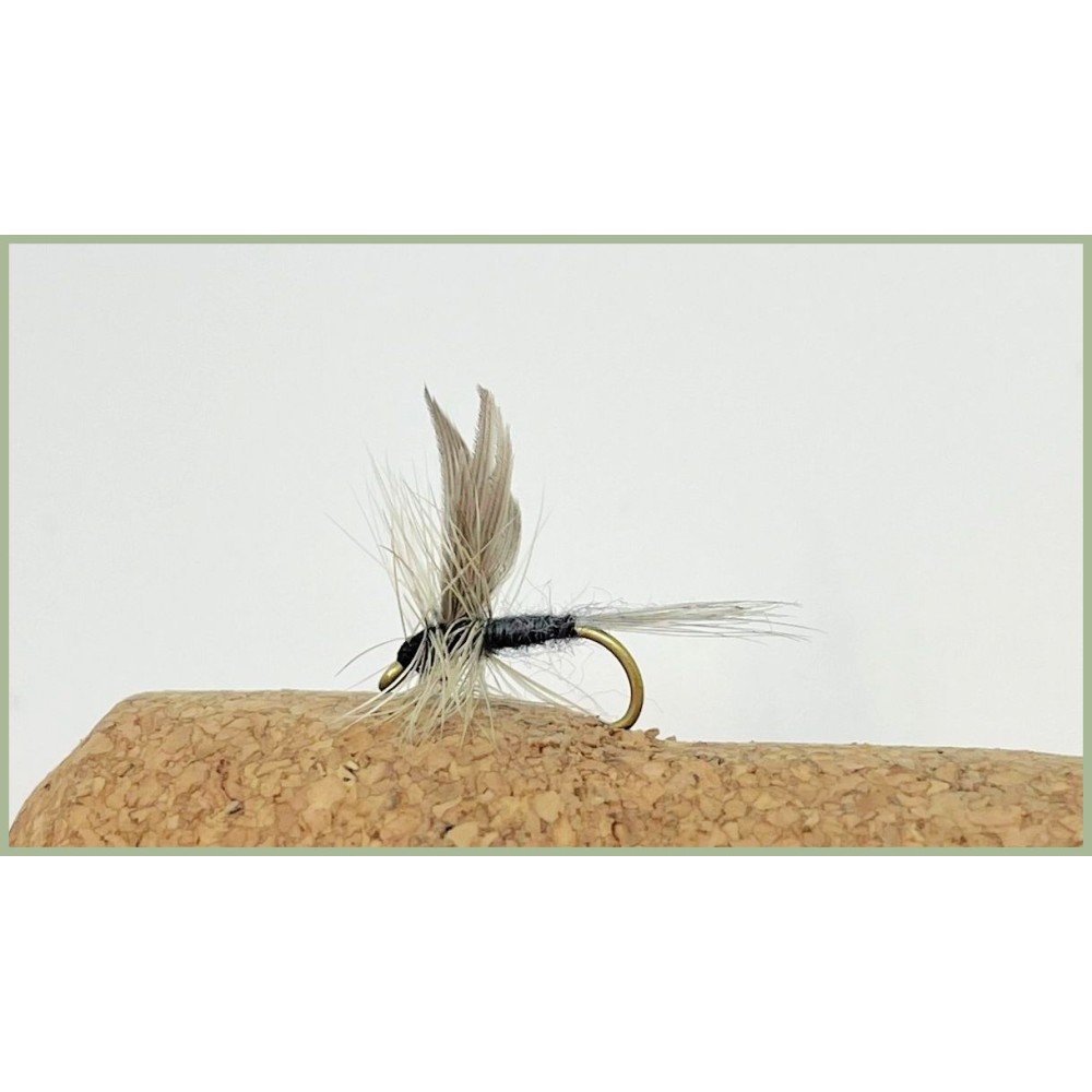 Black and Peacock dry fishing fly, fly fishing, UK